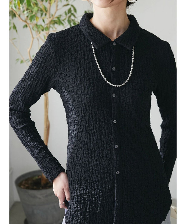 Green Parks AnriettMusee ふくれジャガードシャツ Black