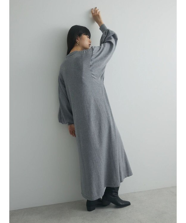 Green Parks armonia. 袖ボリュームニットワンピース Gray