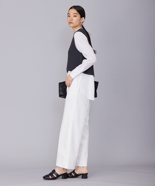 ICB 【洗える】 コットンテープリブベスト チャコール系