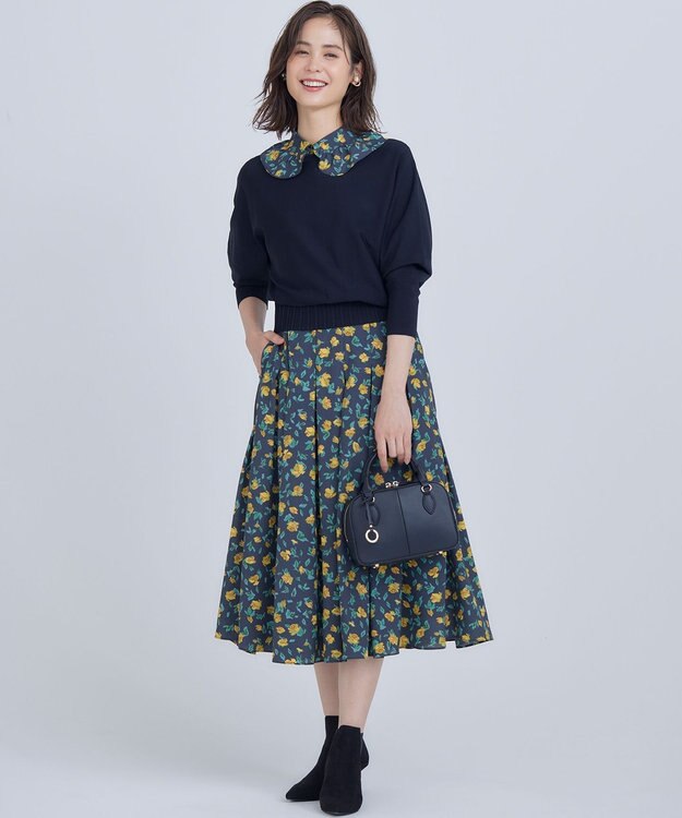 組曲 カッティングローズプリント ワンピース イエロー系5