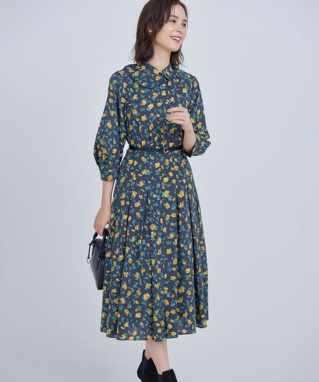 組曲 S カッティングローズプリント ワンピース イエロー系5