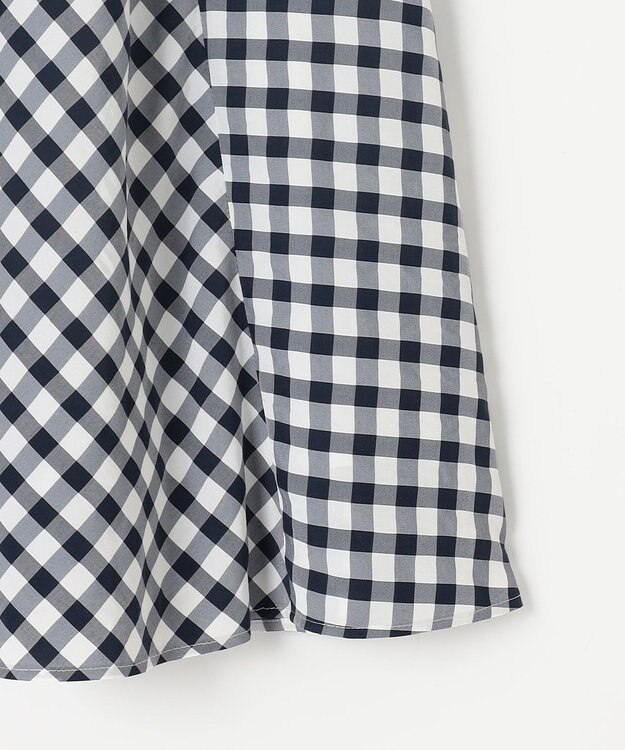 J.PRESS LADIES L 【洗える】アセVisギンガム フレアー スカート ネイビー系