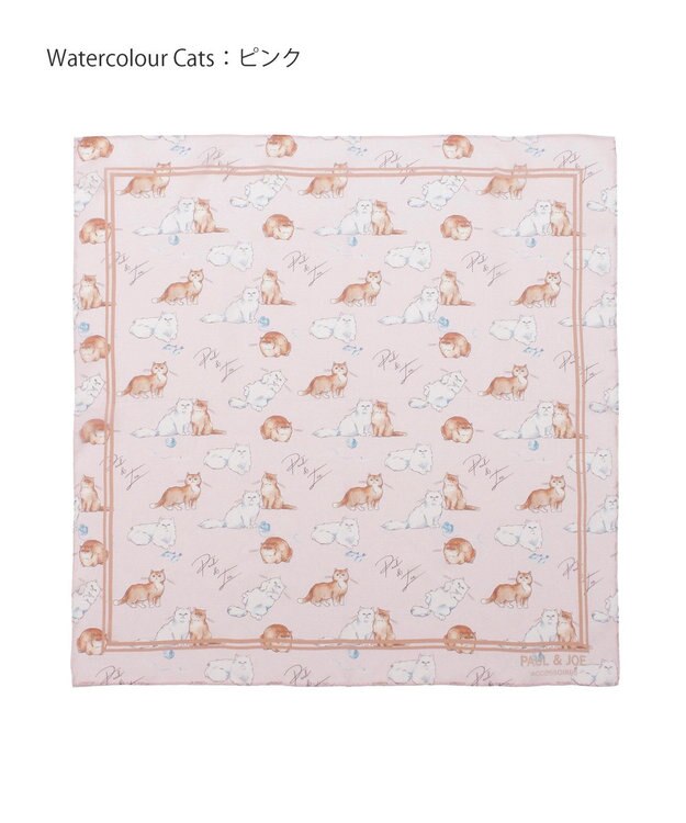 MOONBAT 【WEB限定】PAUL & JOE ACCESSOIRES シルクシフォンスカーフ 58×58cm ピンク(Playing whith a ball wool)