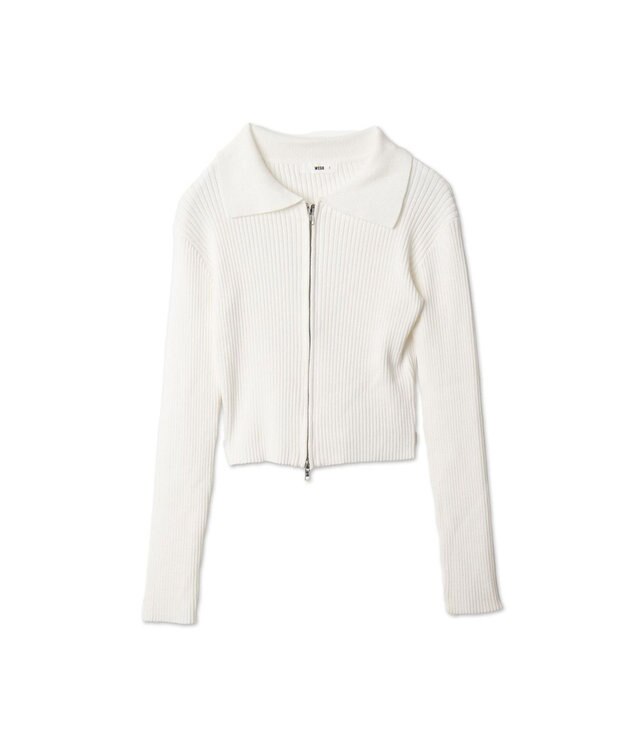 WEGO Wジップコンパクトニットカーデ ホワイト