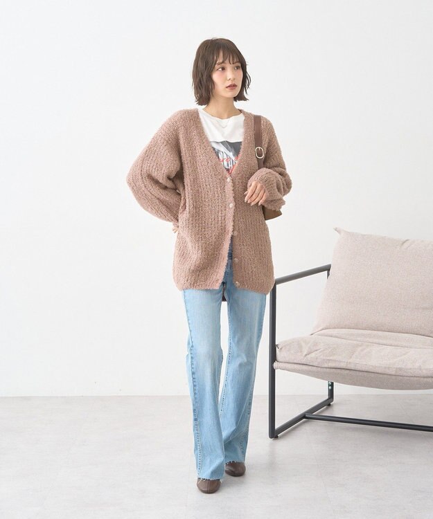 earth music&ecology スパンコールブークレカーディガン Mocha