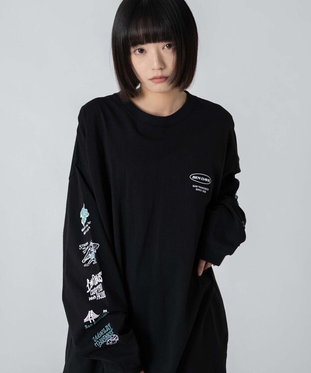 WEGO 【ユニセックス着用ITEM】別注BENDAVISアンサンブルグラフィックT ブラック