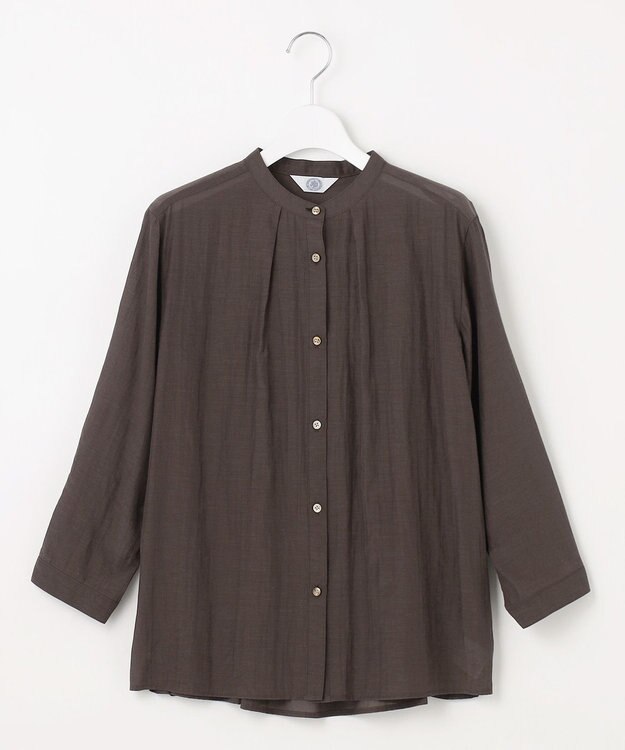 J.PRESS LADIES L 【洗える・速乾・接触冷感】リライムライトローン バックフレア ブラウス ブラウン系