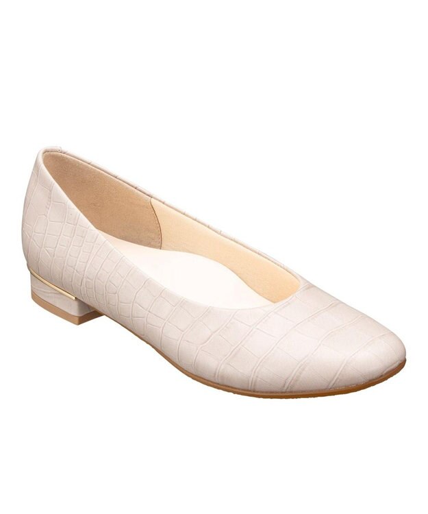 REGAL FOOT COMMUNITY 【ビューフィット】A47Y フラットパンプス フラットシューズ ライトベージュ型押