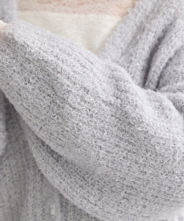 earth music&ecology スパンコールブークレカーディガン Light Gray
