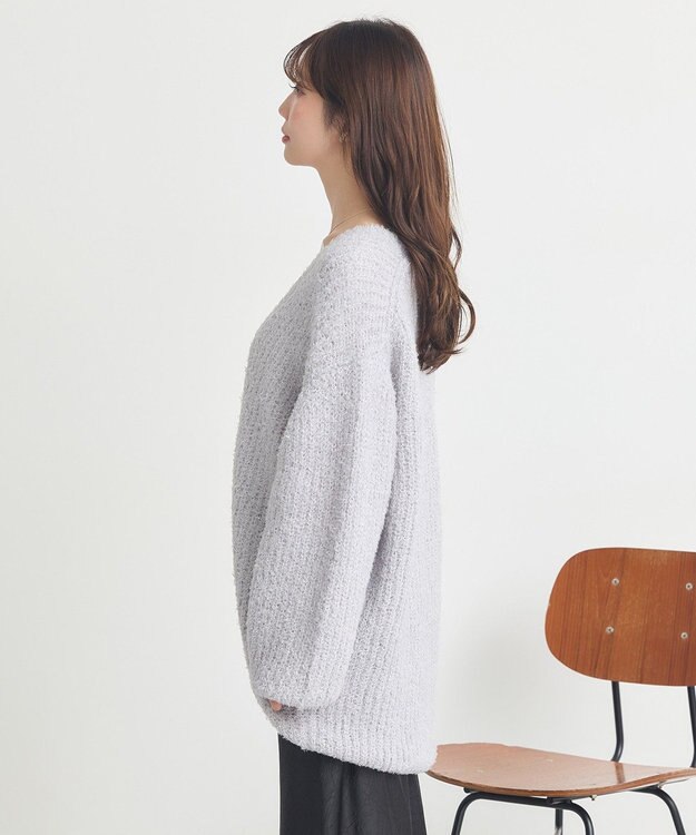 earth music&ecology スパンコールブークレカーディガン Light Gray