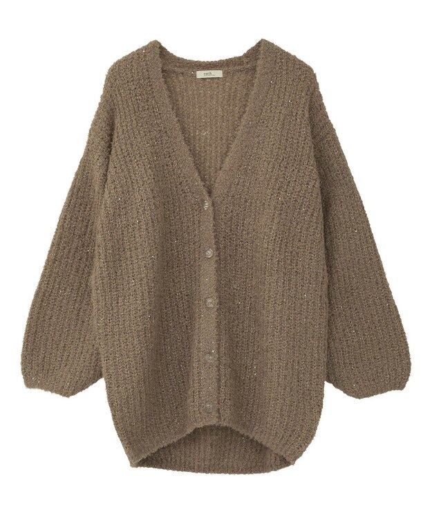 earth music&ecology スパンコールブークレカーディガン Mocha