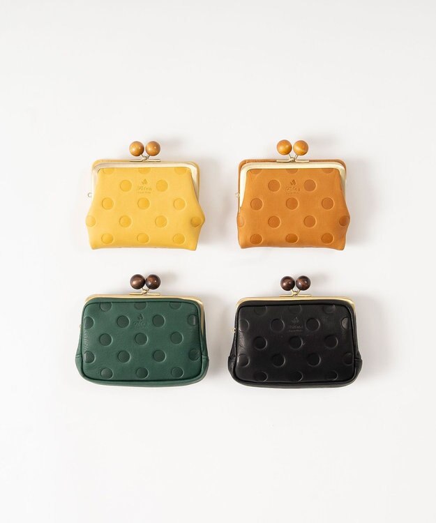 FOLNA RD ドット型押し ウッドボールがま口財布 マルチポーチ グリーン