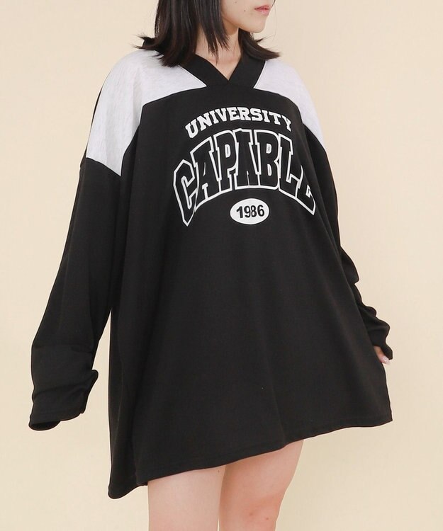 WEGO バイカラースポーツスウェット ブラック