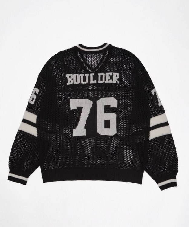 WEGO ナンバリングメッシュニットプルオーバー ブラック