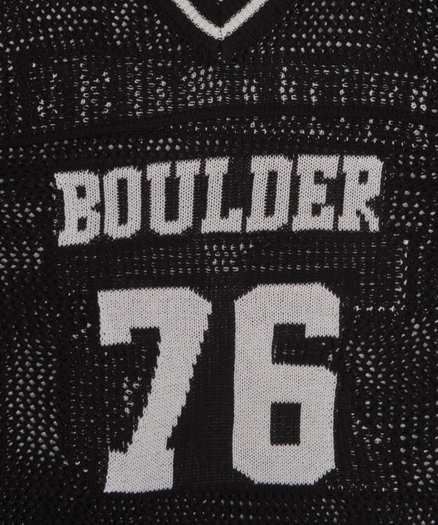 WEGO ナンバリングメッシュニットプルオーバー ブラック