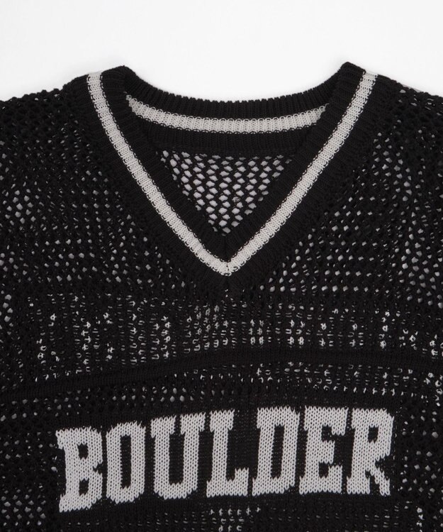 WEGO ナンバリングメッシュニットプルオーバー ブラック