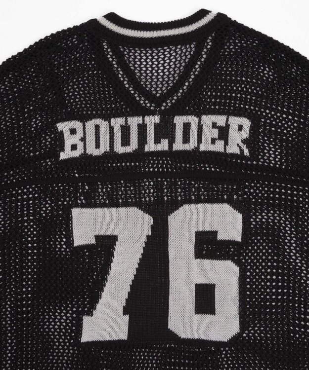 WEGO ナンバリングメッシュニットプルオーバー ブラック