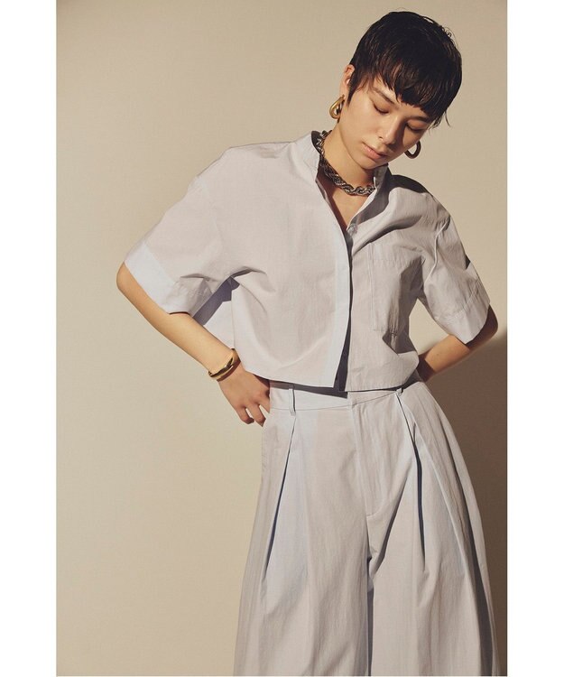 uncrave カラータイプライター ショートシャツ サックス