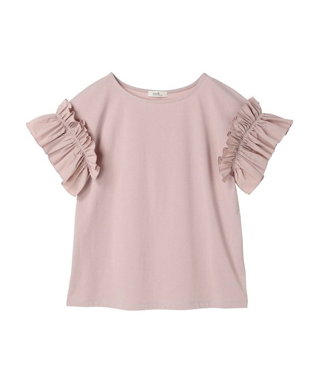earth music&ecology フリルスリーブカットソー Pink Beige