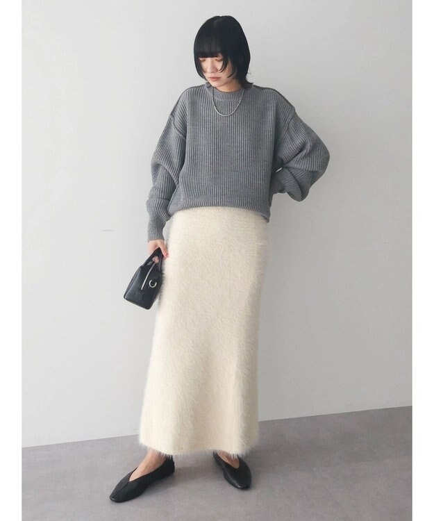 Green Parks 洗える　アゼ編みニットプルオーバー Gray Mixture