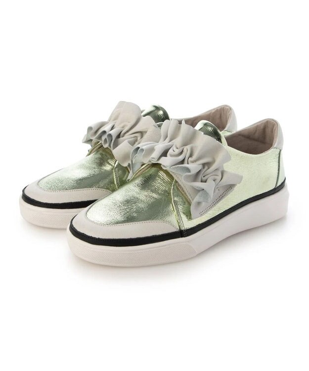 MODE ET JACOMO <D'ICI>フリルベルクロスニーカー イエローメタリック
