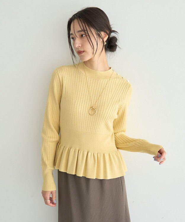 YECCA VECCA 金釦ペプラムニット Yellow