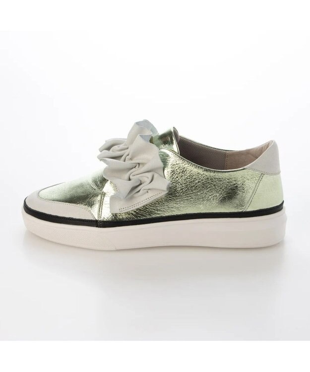 MODE ET JACOMO <D'ICI>フリルベルクロスニーカー イエローメタリック