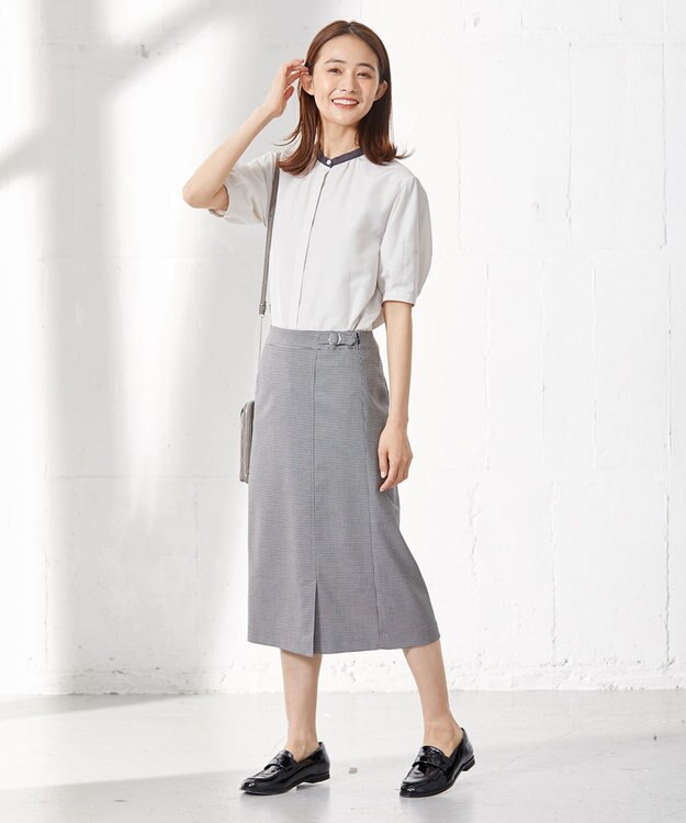 J.PRESS LADIES 【洗える】杢チェック スカート ブラック系3