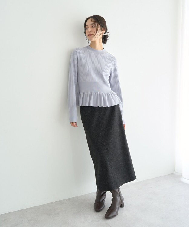 YECCA VECCA 金釦ペプラムニット Light Blue