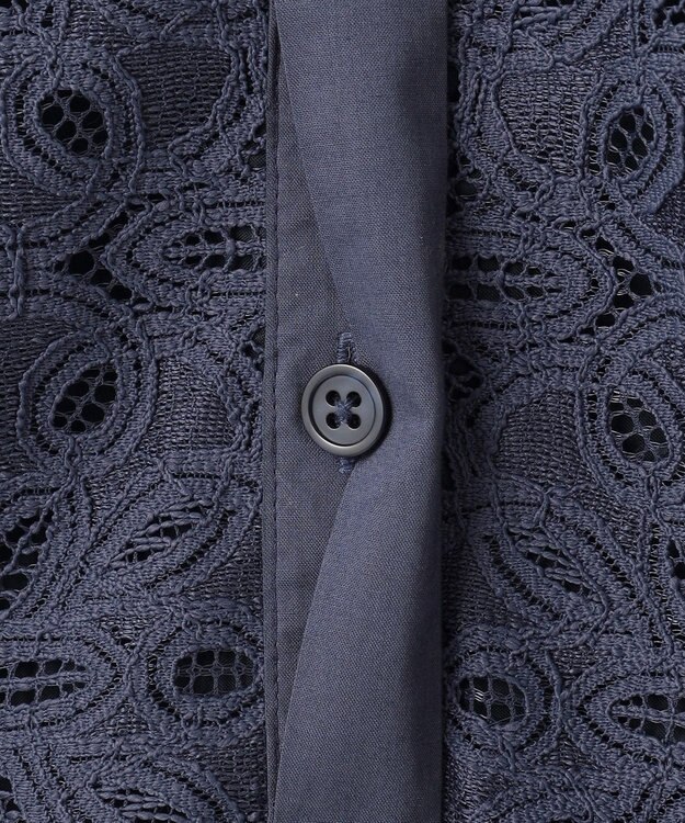 自由区 【カタログ掲載・洗える】フラワータイルレース ブラウス インディゴブルー