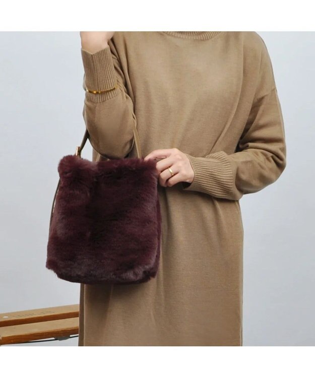 UNBILLION cachecache エコファーワンハンドルミニトートバッグ ワイン