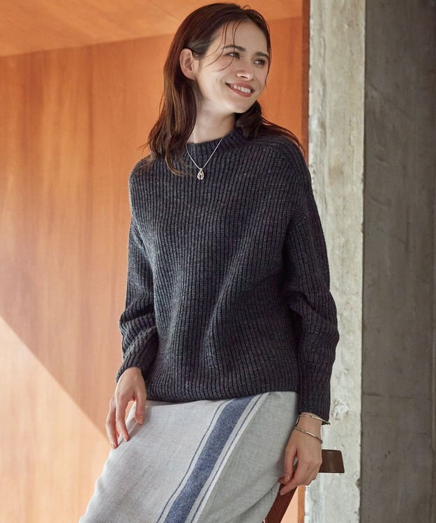 23区 【SLOW/一部店舗限定】ウールナイロン ニット グレー系