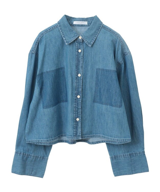 Green Parks ショート丈デニムシャツ Light Indigo