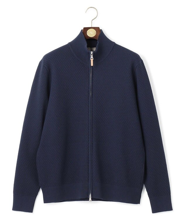 J.PRESS MEN 【High twist links】フルジップカーディガン ネイビー系