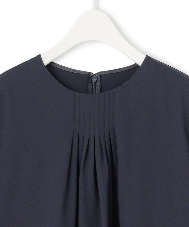 ICB 【UVカット・防シワ・洗える】ストレッチジョーゼット プルオーバーブラウス ネイビー系