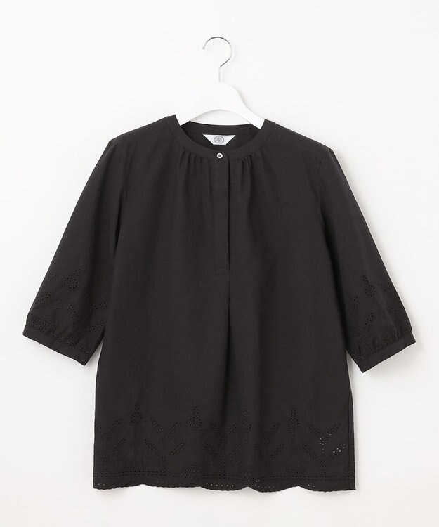 J.PRESS LADIES 【WEB限定カラーあり・洗える】セルロース刺繍 ブラウス ネイビー系