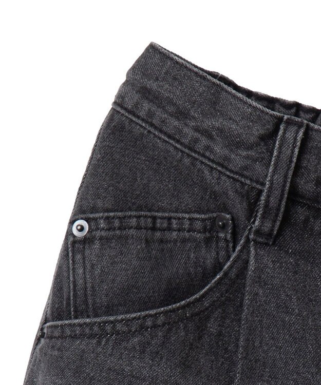 WEGO 【ユニセックス着用ITEM/ウエストゴム/SMLサイズ展開】デニムルーズテーパードパンツ ブラック