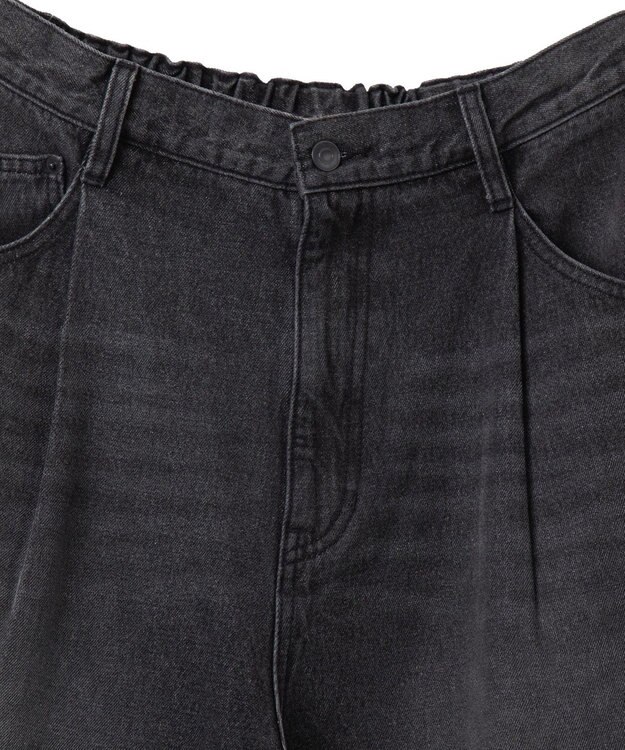 WEGO 【ユニセックス着用ITEM/ウエストゴム/SMLサイズ展開】デニムルーズテーパードパンツ ブラック