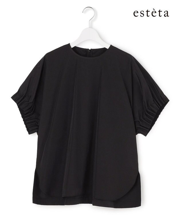 23区 L 【エステータ】ブライトローン スリーブデザイン ブラウス ブラック系