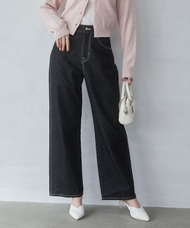 WEGO 【XS～Lサイズ展開/美脚】ストレートデニムパンツ デニムブラック