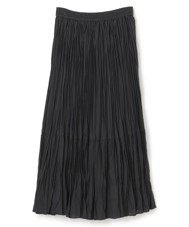 UNFILO ワッシャープリーツスカート ブラック