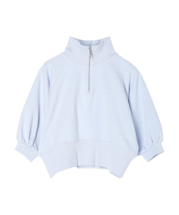 earth music&ecology ハーフジップショートプルオーバー Light Blue