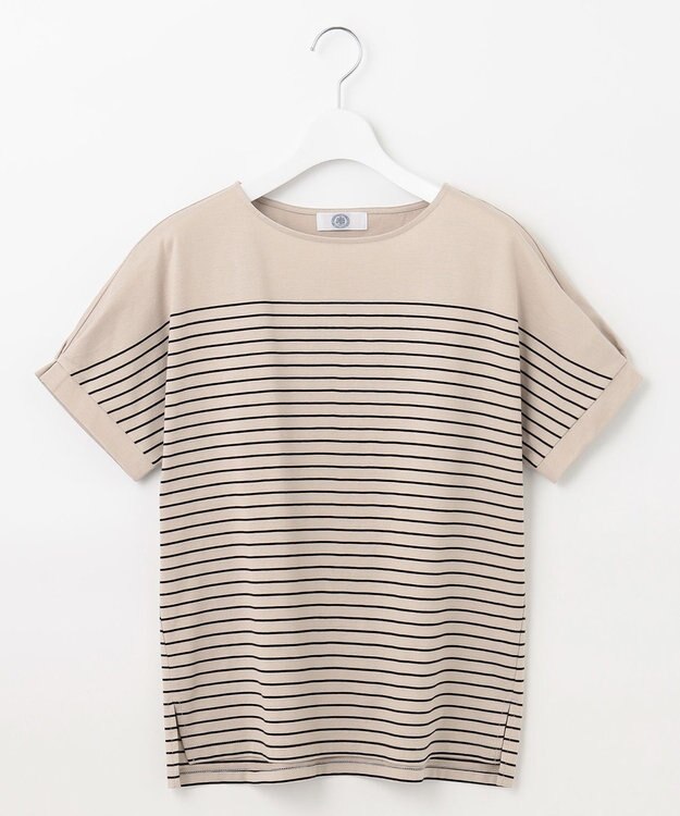 J.PRESS LADIES パネルボーダー ドルマン カットソー ベージュ系1