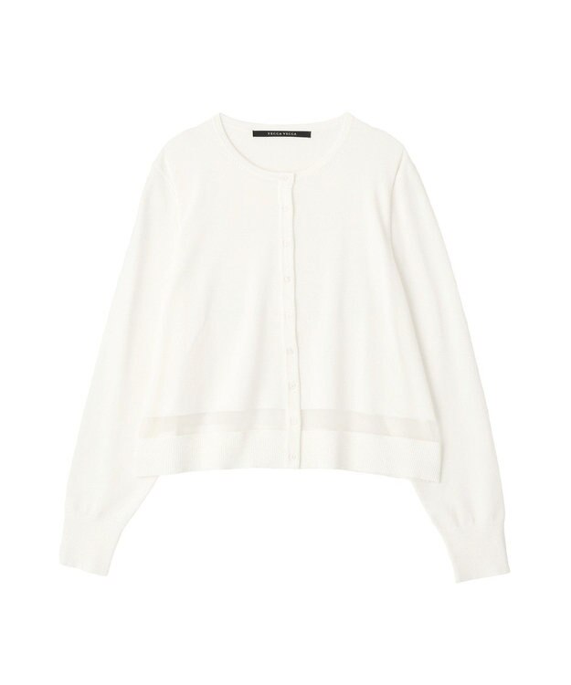 YECCA VECCA シアーMIXカーディガン Off White