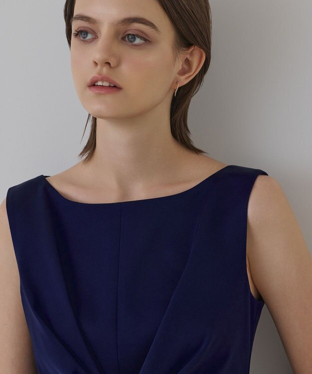 GRACE CONTINENTAL サテンクロスドレープワンピース ネイビー