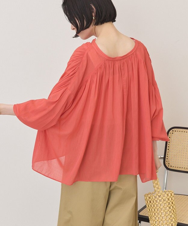 AMERICAN HOLIC スキッパーギャザーブラウス Red