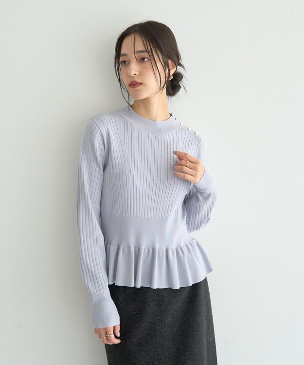 YECCA VECCA 金釦ペプラムニット Light Blue