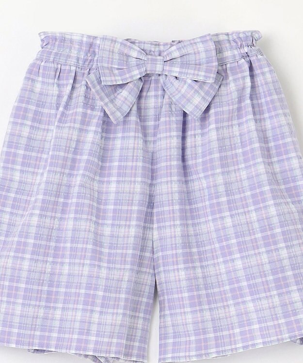 ANY KIDS チェック柄 ショート パンツ ラベンダー系チェック