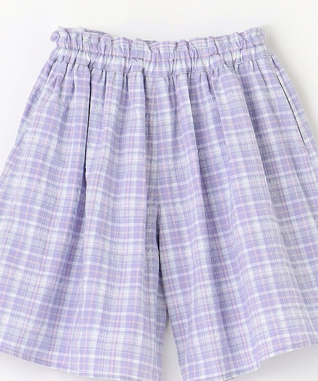 ANY KIDS チェック柄 ショート パンツ ラベンダー系チェック