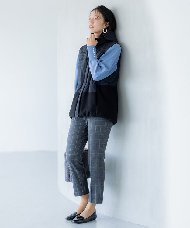 組曲 【中綿・軽羽織】フード付きパディングベスト ブラック系